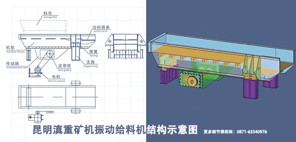 振動(dòng)喂料機(jī)內(nèi)部結(jié)構(gòu)示意圖